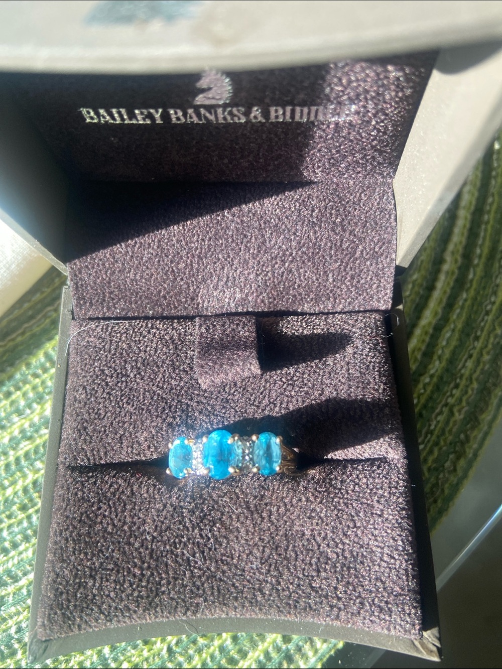 Blue Topaz Three-Stone Gold Ring